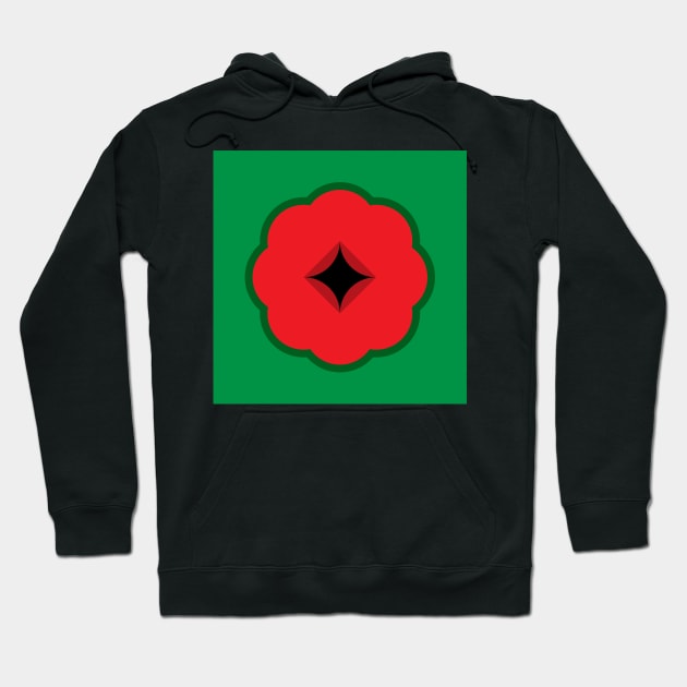 Geometric Red Poppy Flower Hoodie by John Uttley